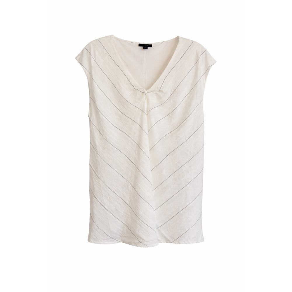 Alfani XL Black White Geometric Stripe V Neck Blouse Career Minimalist MSRP $70